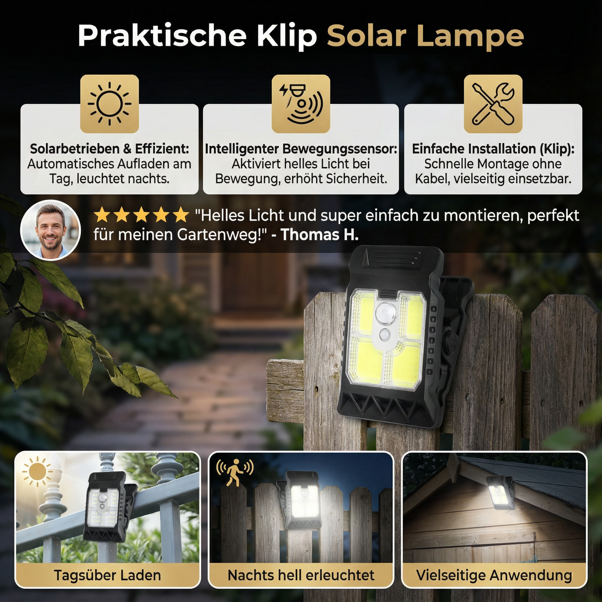 SolarClip™ | Immer Sicheres Licht, Ohne Stromkosten